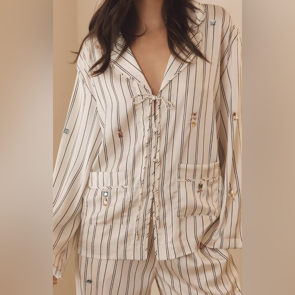 ANTHROPOLOGIE ||  Silky Bejeweled Pajama set